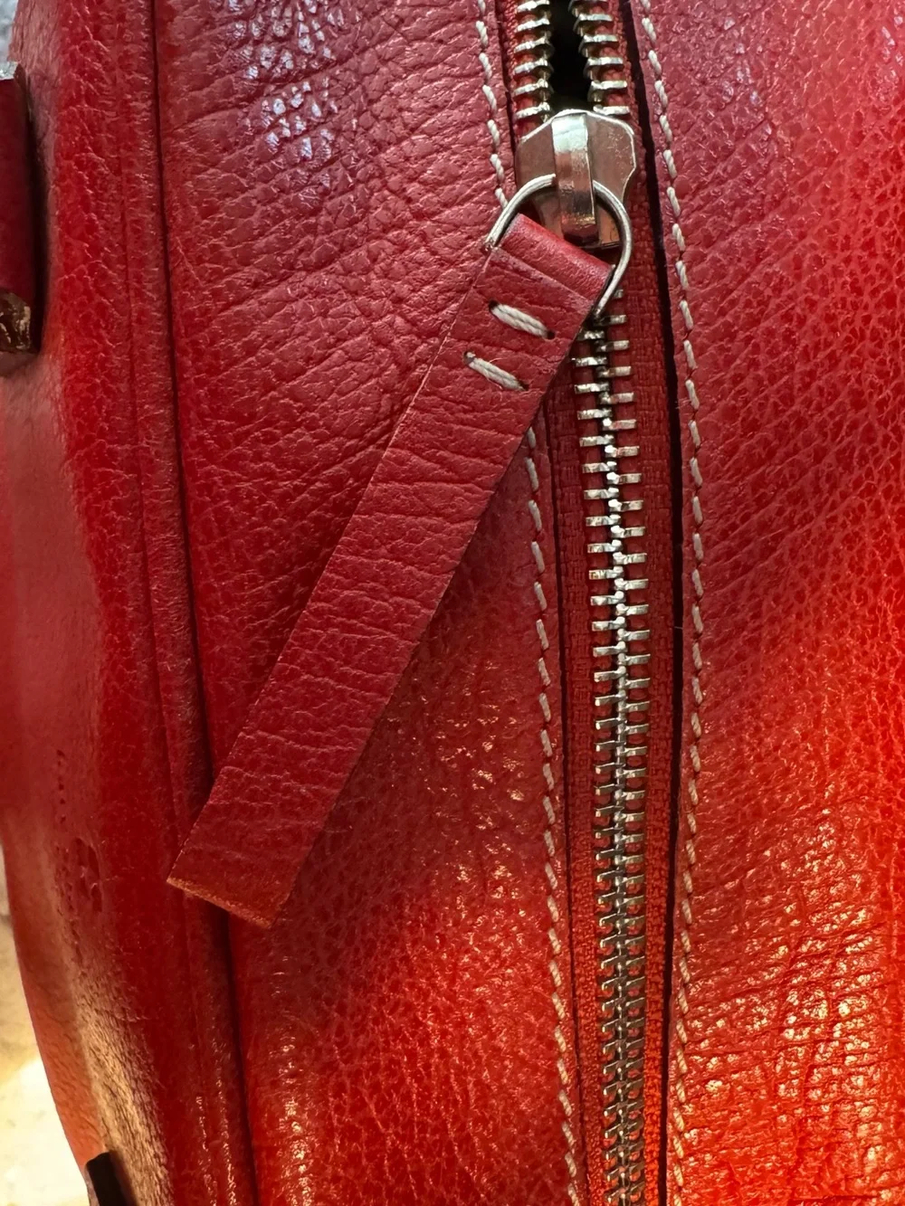 kate spade Red Leather Bowler Mini Bag with Silver Hardware